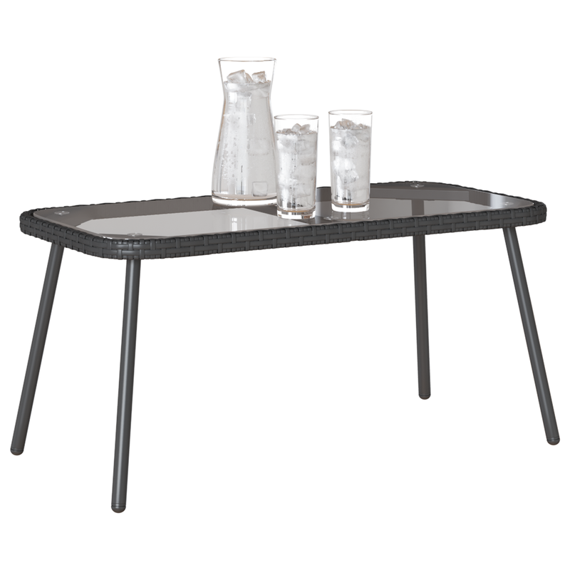 Coffee Table Black 90x45x42 cm Poly Rattan