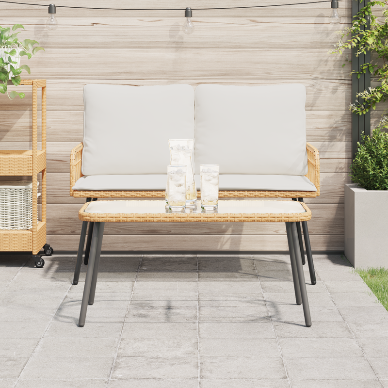 Coffee Table Natural 90x45x42 cm Poly Rattan