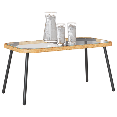 Coffee Table Natural 90x45x42 cm Poly Rattan