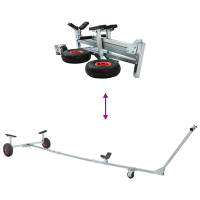 Boat Trailer with 3 Wheels, Foldable and Adjustable, 160 kg Steel
