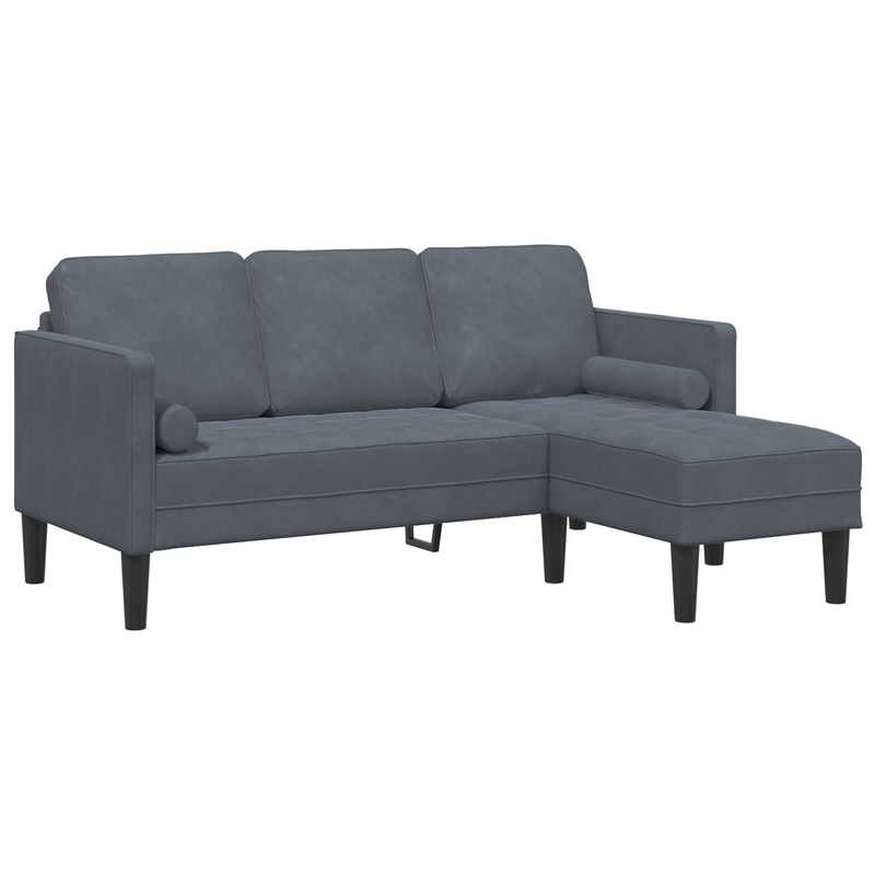 3-Seater Sofa with Chaise L-shaped Dark Grey 160 cm Velvet