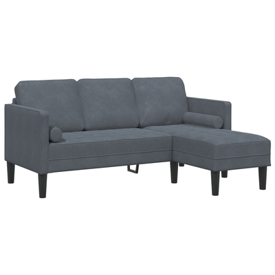 3-Seater Sofa with Chaise L-shaped Dark Grey 160 cm Velvet
