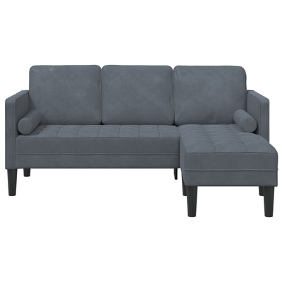 3-Seater Sofa with Chaise L-shaped Dark Grey 160 cm Velvet