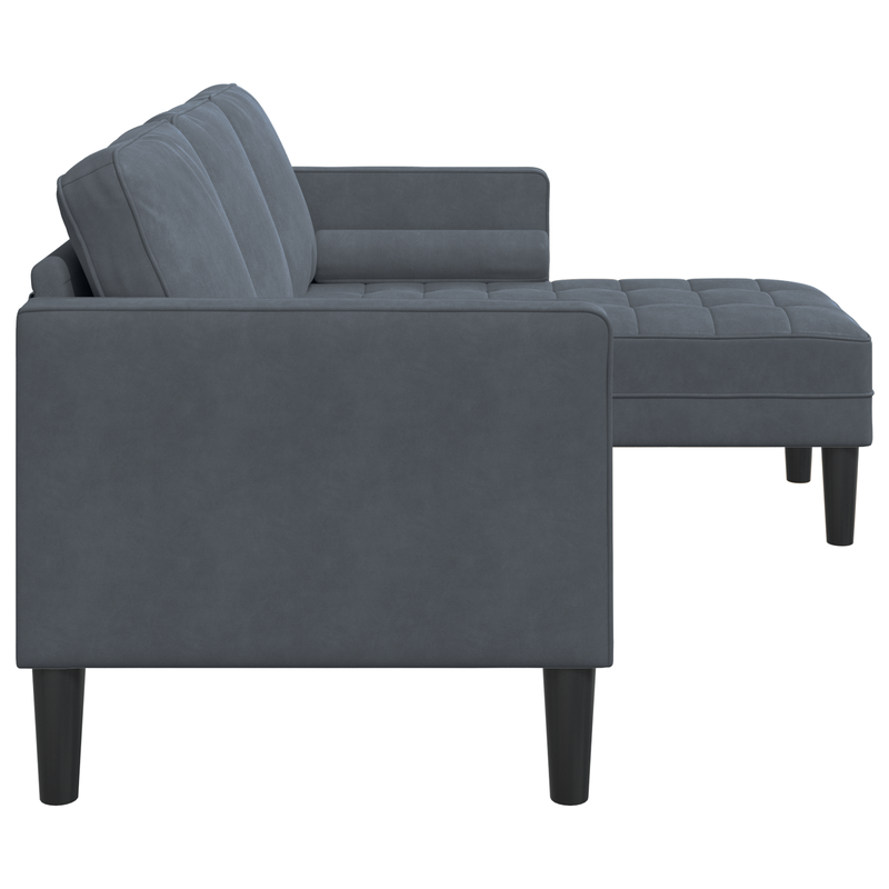 3-Seater Sofa with Chaise L-shaped Dark Grey 160 cm Velvet
