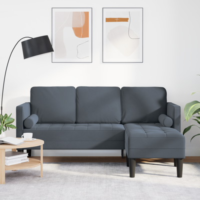 3-Seater Sofa with Chaise L-shaped Dark Grey 160 cm Velvet