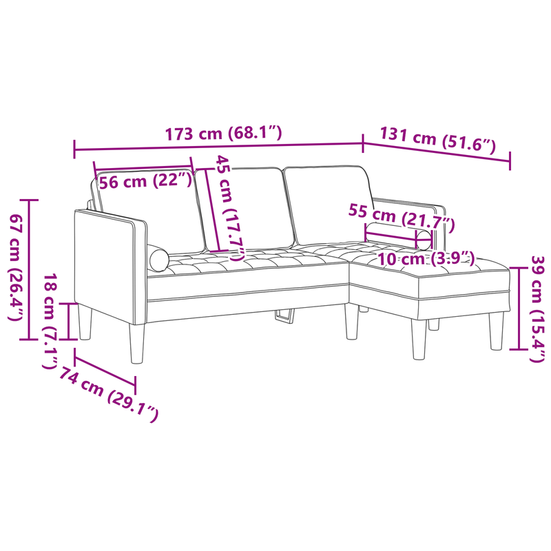 3-Seater Sofa with Chaise L-shaped Dark Grey 160 cm Velvet