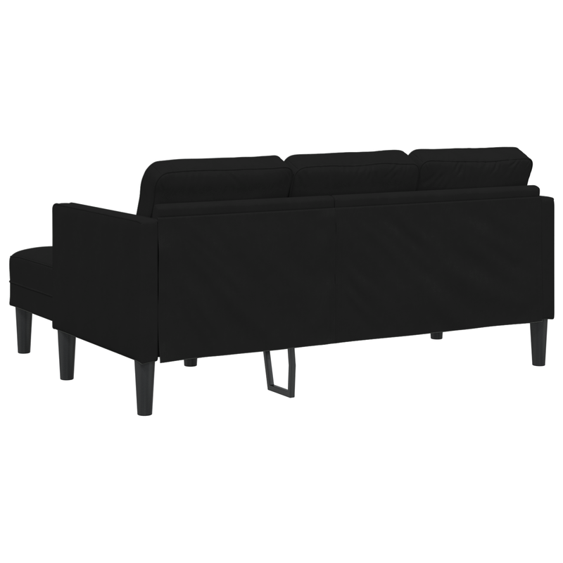 3-Seater Sofa with Chaise L-shaped Black 160 cm Velvet