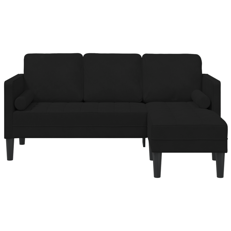 3-Seater Sofa with Chaise L-shaped Black 160 cm Velvet