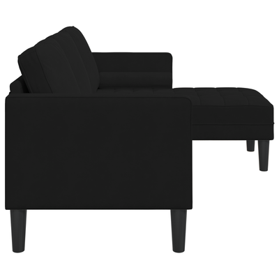 3-Seater Sofa with Chaise L-shaped Black 160 cm Velvet