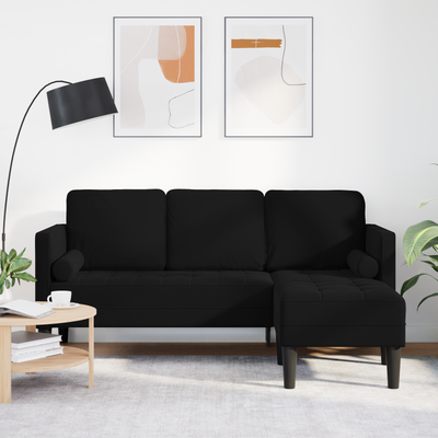 3-Seater Sofa with Chaise L-shaped Black 160 cm Velvet