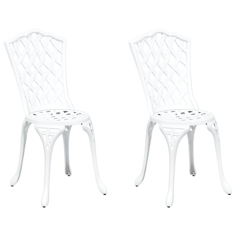 Garden Chairs 2 pcs White Cast Aluminium