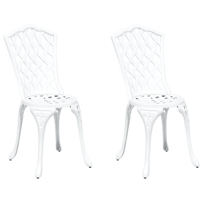 Garden Chairs 2 pcs White Cast Aluminium