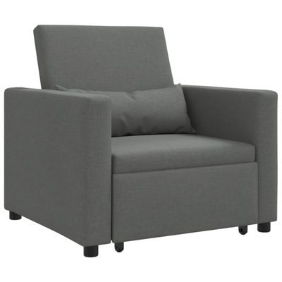 3-in-1 Single Sofa Bed Convertible Dark Grey Fabric