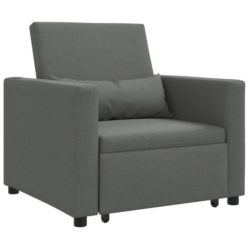 3-in-1 Single Sofa Bed Convertible Dark Grey Fabric