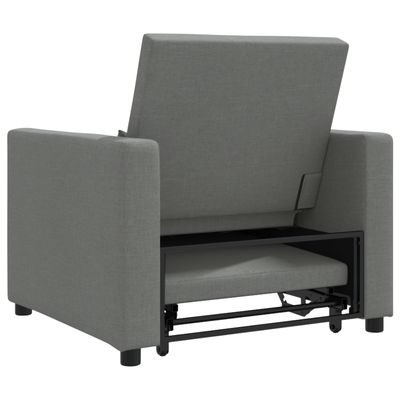 3-in-1 Single Sofa Bed Convertible Dark Grey Fabric