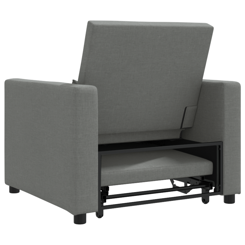 3-in-1 Single Sofa Bed Convertible Dark Grey Fabric