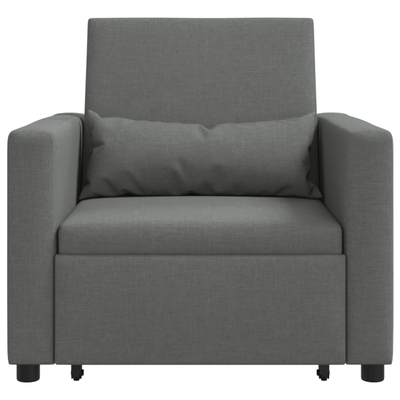 3-in-1 Single Sofa Bed Convertible Dark Grey Fabric