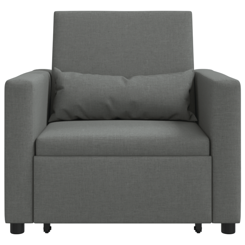 3-in-1 Single Sofa Bed Convertible Dark Grey Fabric