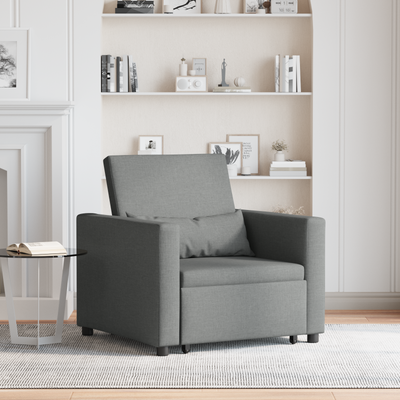 3-in-1 Single Sofa Bed Convertible Dark Grey Fabric