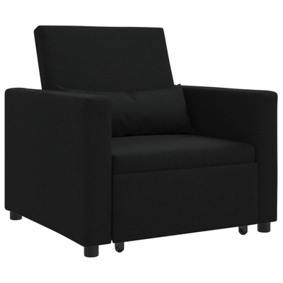 3-in-1 Single Sofa Bed Convertible Black Fabric