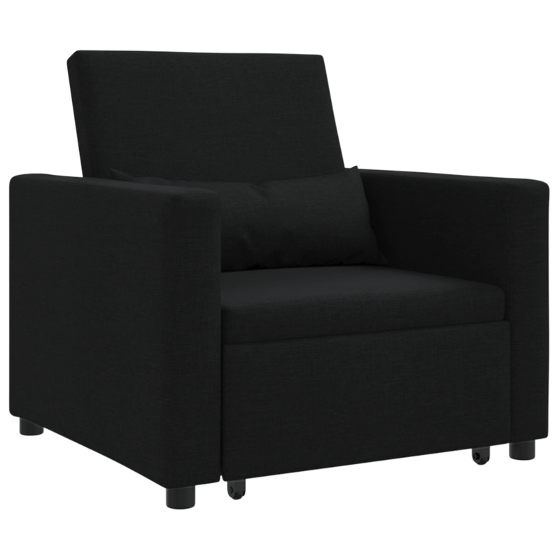3-in-1 Single Sofa Bed Convertible Black Fabric