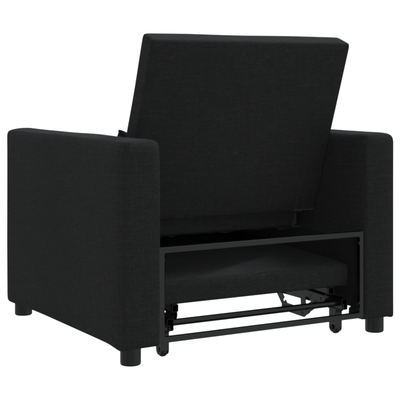 3-in-1 Single Sofa Bed Convertible Black Fabric