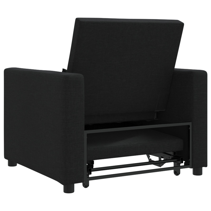 3-in-1 Single Sofa Bed Convertible Black Fabric