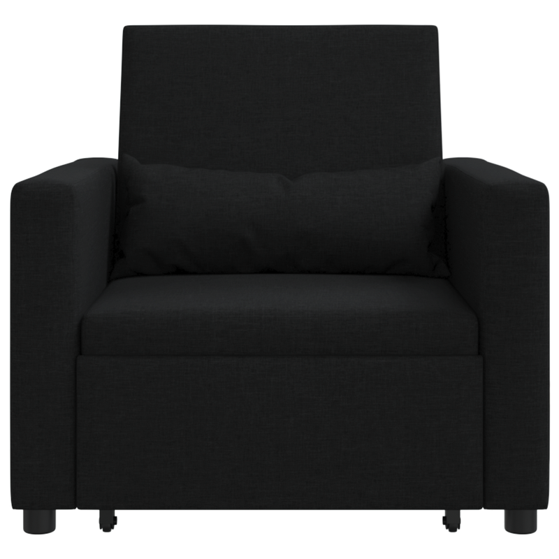 3-in-1 Single Sofa Bed Convertible Black Fabric