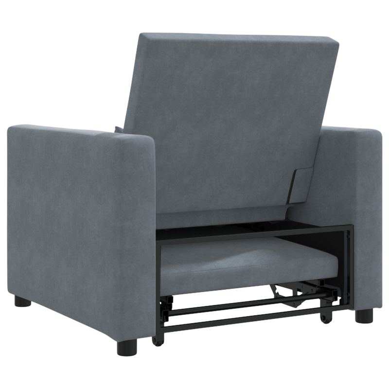 3-in-1 Single Sofa Bed Convertible Dark Grey Velvet
