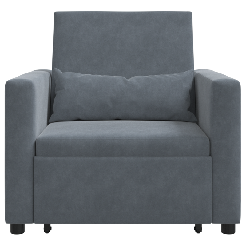 3-in-1 Single Sofa Bed Convertible Dark Grey Velvet
