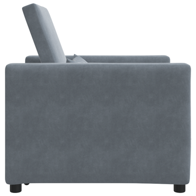 3-in-1 Single Sofa Bed Convertible Dark Grey Velvet