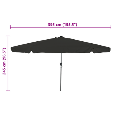 Garden Umbrella with LED Lights 395x245 cm Black