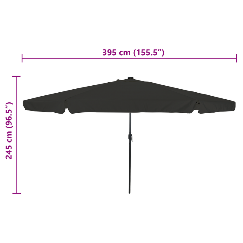 Garden Umbrella with LED Lights 395x245 cm Black