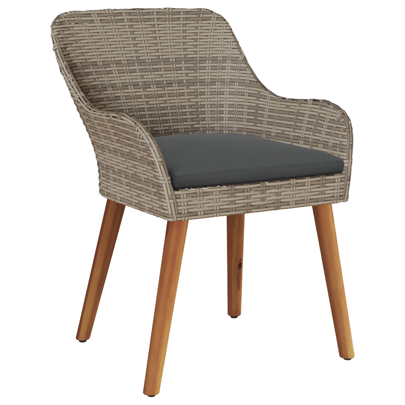 Garden Chairs with Cushions 2 pcs Black Poly Rattan