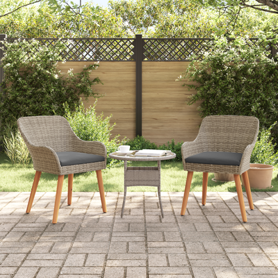 Garden Chairs with Cushions 2 pcs Black Poly Rattan