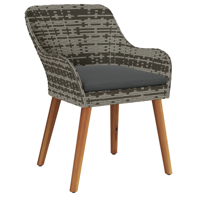 Garden Chairs with Cushions 2 pcs Grey Poly Rattan