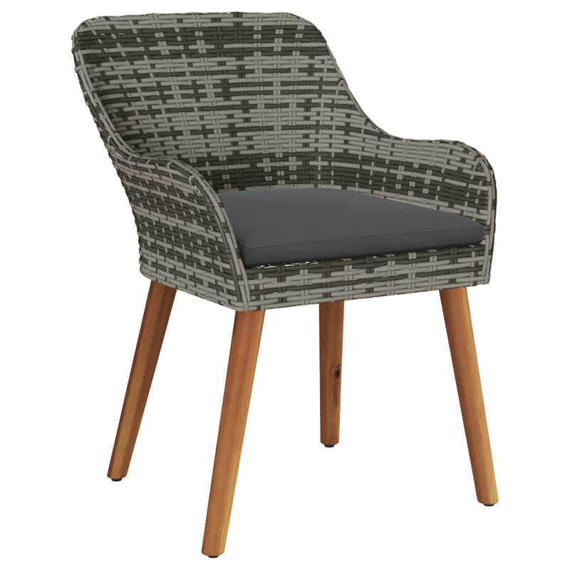 Garden Chairs with Cushions 2 pcs Grey Poly Rattan