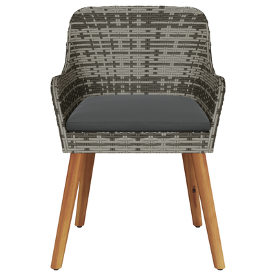 Garden Chairs with Cushions 2 pcs Grey Poly Rattan
