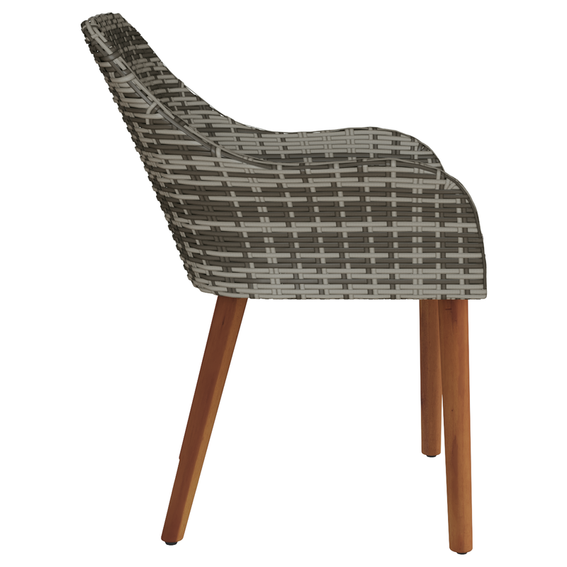 Garden Chairs with Cushions 2 pcs Grey Poly Rattan