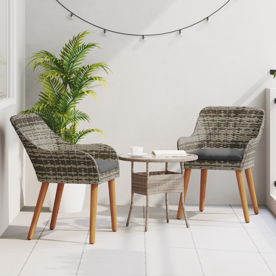 Garden Chairs with Cushions 2 pcs Grey Poly Rattan