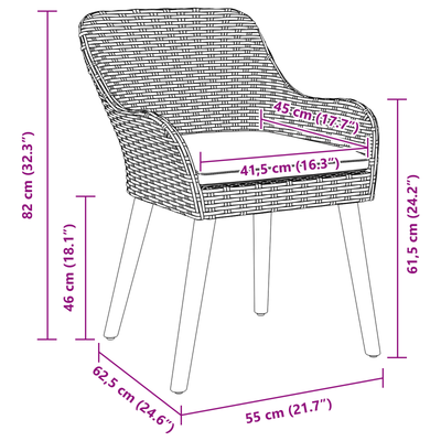 Garden Chairs with Cushions 2 pcs Grey Poly Rattan
