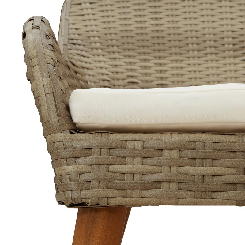 Garden Chairs with Cushions 2 pcs Beige Poly Rattan