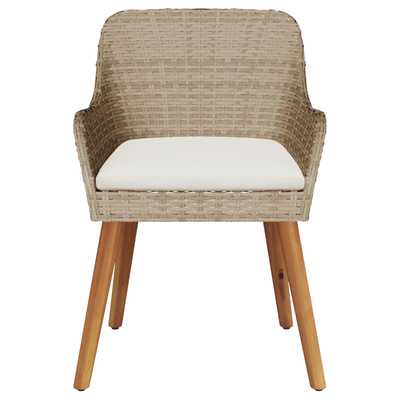 Garden Chairs with Cushions 2 pcs Beige Poly Rattan