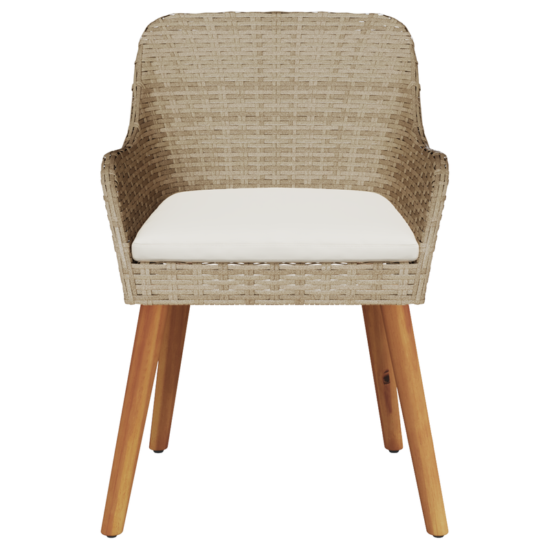 Garden Chairs with Cushions 2 pcs Beige Poly Rattan