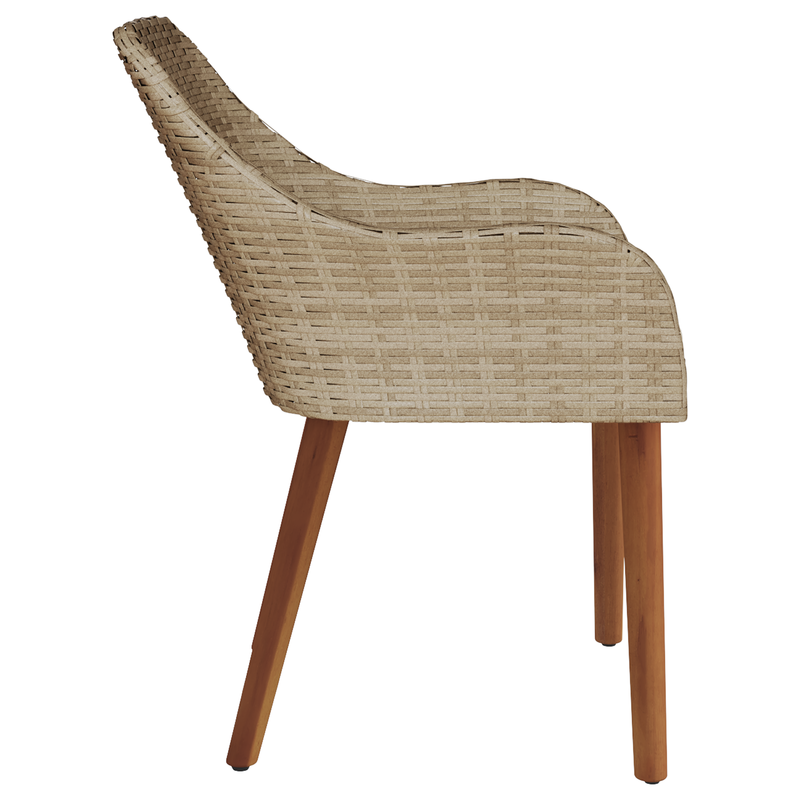 Garden Chairs with Cushions 2 pcs Beige Poly Rattan