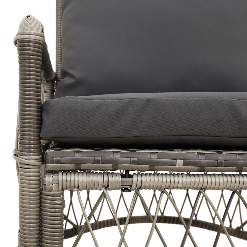 Garden Chair with Cushions Grey Poly Rattan