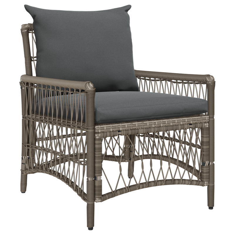 Garden Chair with Cushions Grey Poly Rattan