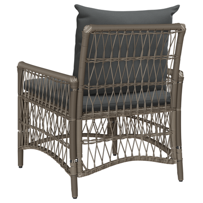 Garden Chair with Cushions Grey Poly Rattan
