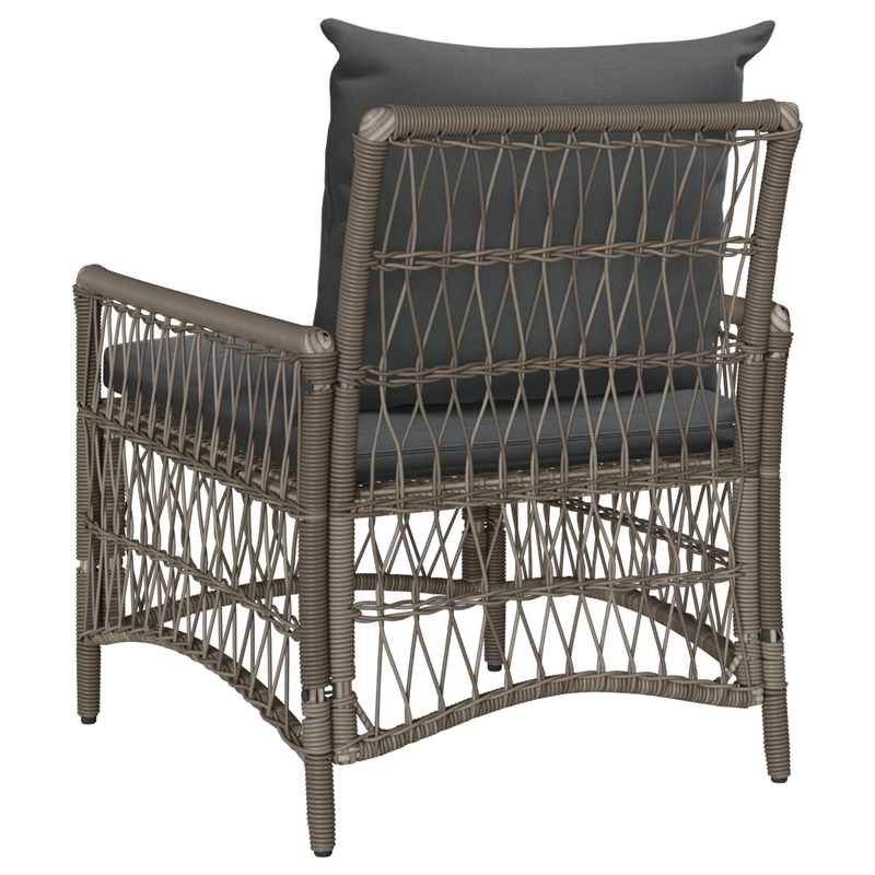 Garden Chair with Cushions Grey Poly Rattan