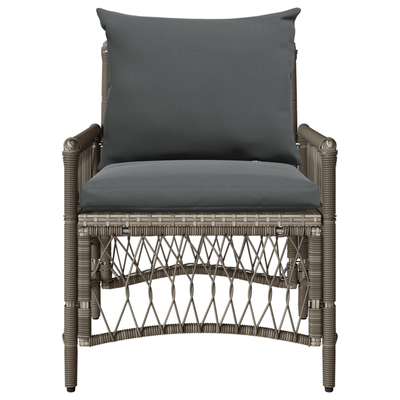 Garden Chair with Cushions Grey Poly Rattan